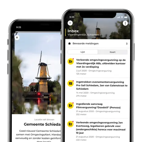 De OmgevingsAlert-app in de herkenbare huisstijl van een gemeente