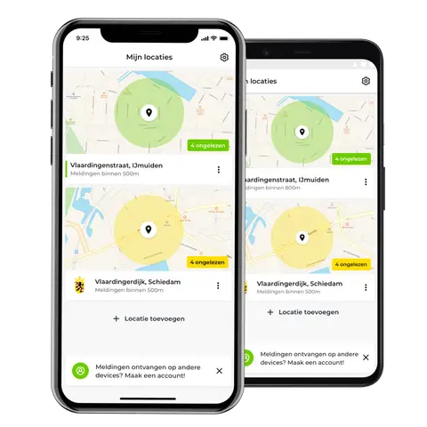 De OmgevingsAlert-app op Android- en iOS-telefoons