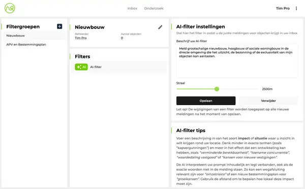 Een AI-filter in OmgevingsAlert Pro dat per melding toont waarom deze relevant is